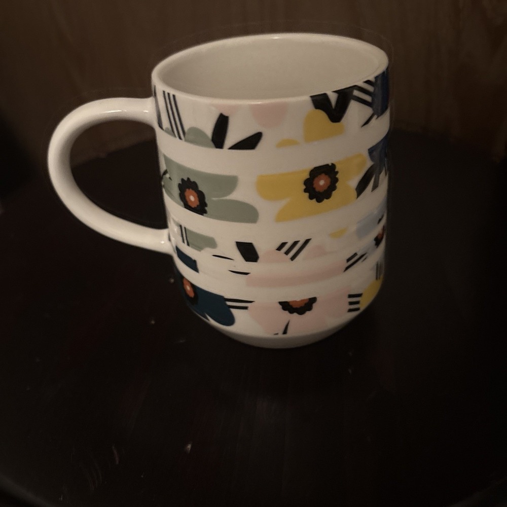 Starbucks Cherry Blossom Sakura Ceramic Floral Striped Coffee Tea Mug Cup 12 oz